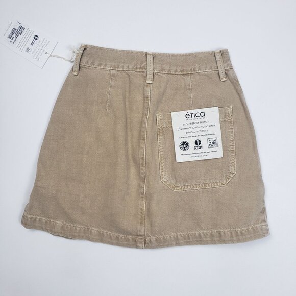 Etica Maxine Pleated Mini Skirt Women's Size 24 Beige Sweet Coconut Wardrobe MVP - Picture 13 of 16